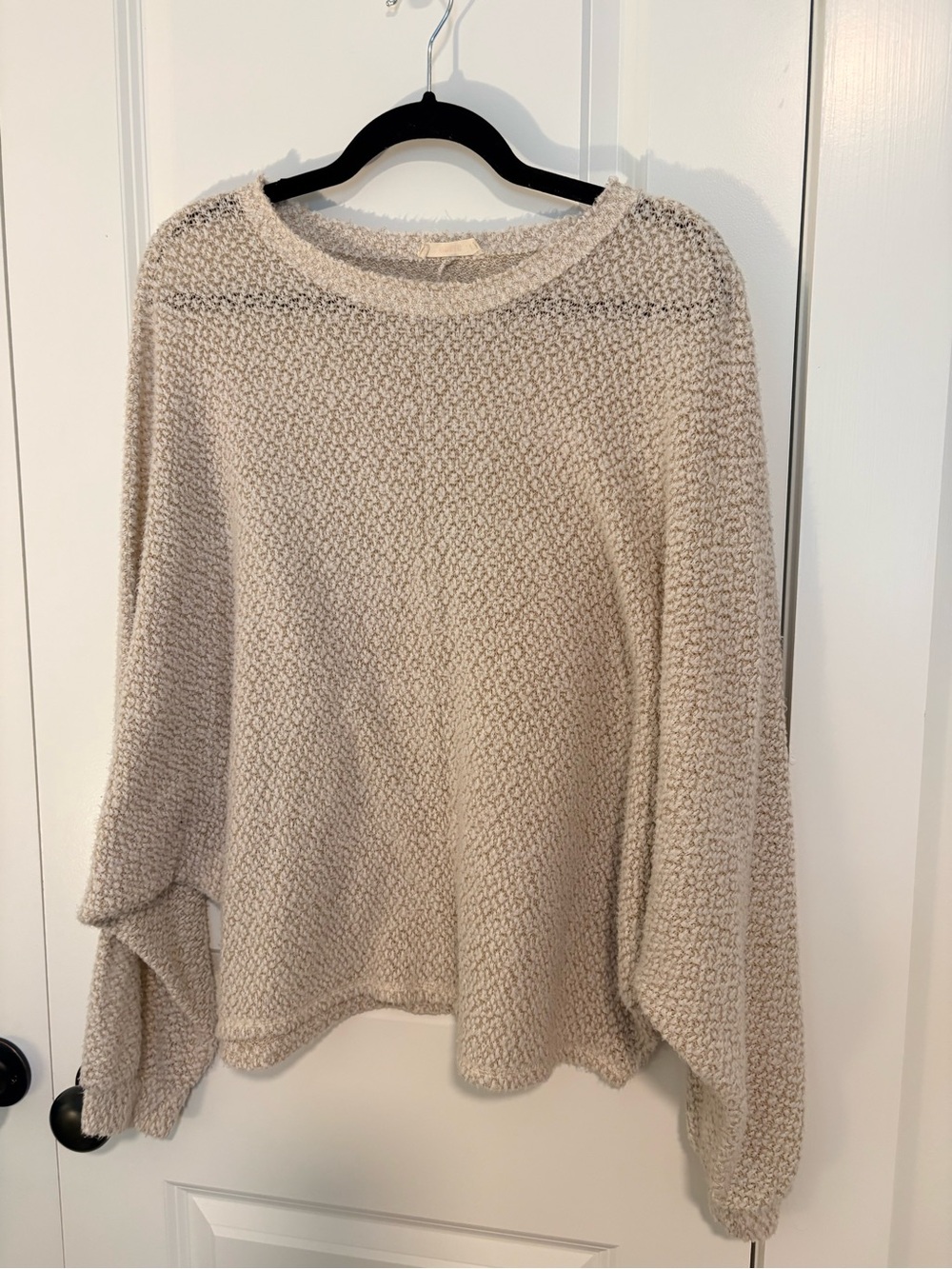 Hummingbird Cream Crewneck Textured Knit Sweater